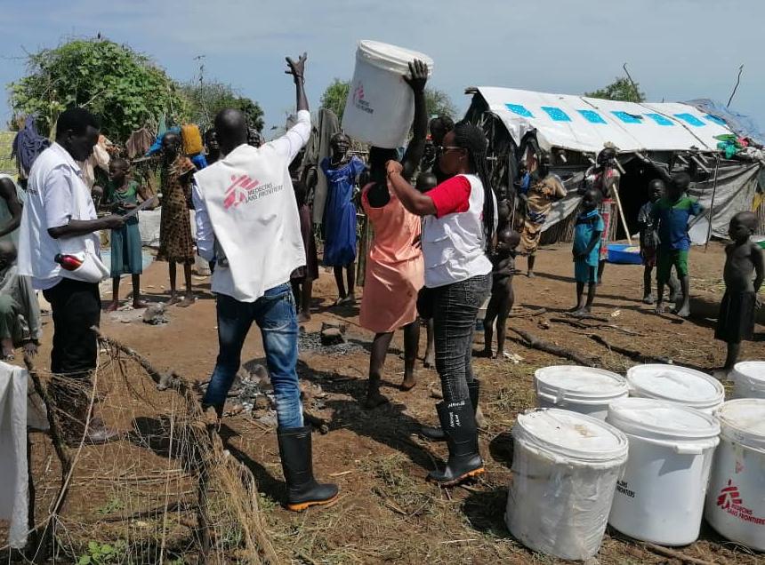 MSF teams distributing ready-to-use therapeutic food supplements to help combat malnutrition in children in South Sudan